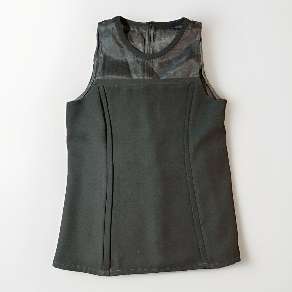 A.L.C. Mesh Sleeveless Corset Seamed Top XS Black Y2K Clubbing Goth Grunge Sheer